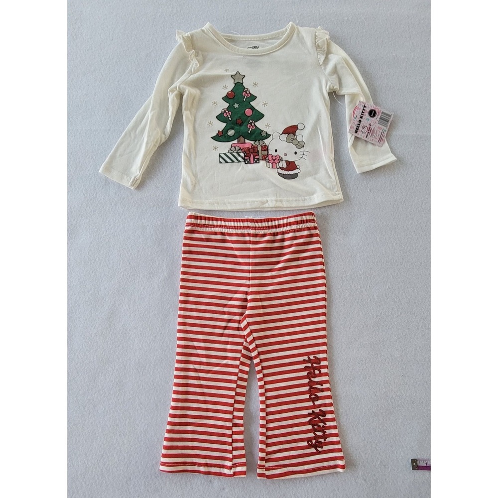 HELLO KITTY INFANT 2 PIECE SHIRT AND PANT CHRISTMAS SET Size 18 And 24 Months